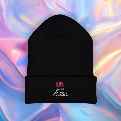Gays Do It Better black embroidered beanie, view 1