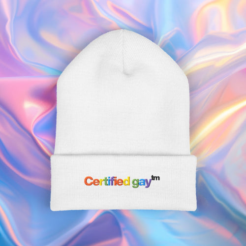 Certified Gay beanie with rainbow embroidery, view 1