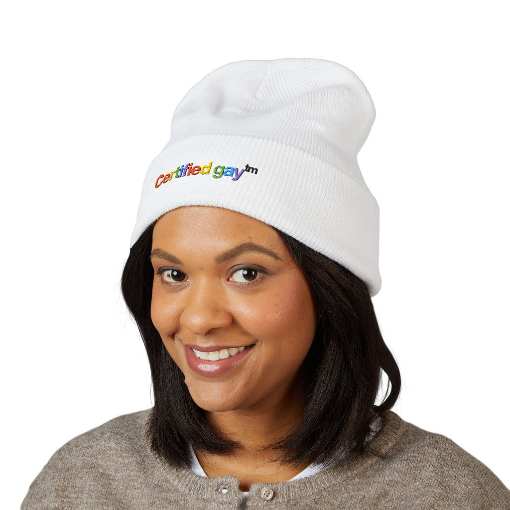 Certified Gay beanie with rainbow embroidery, view 3