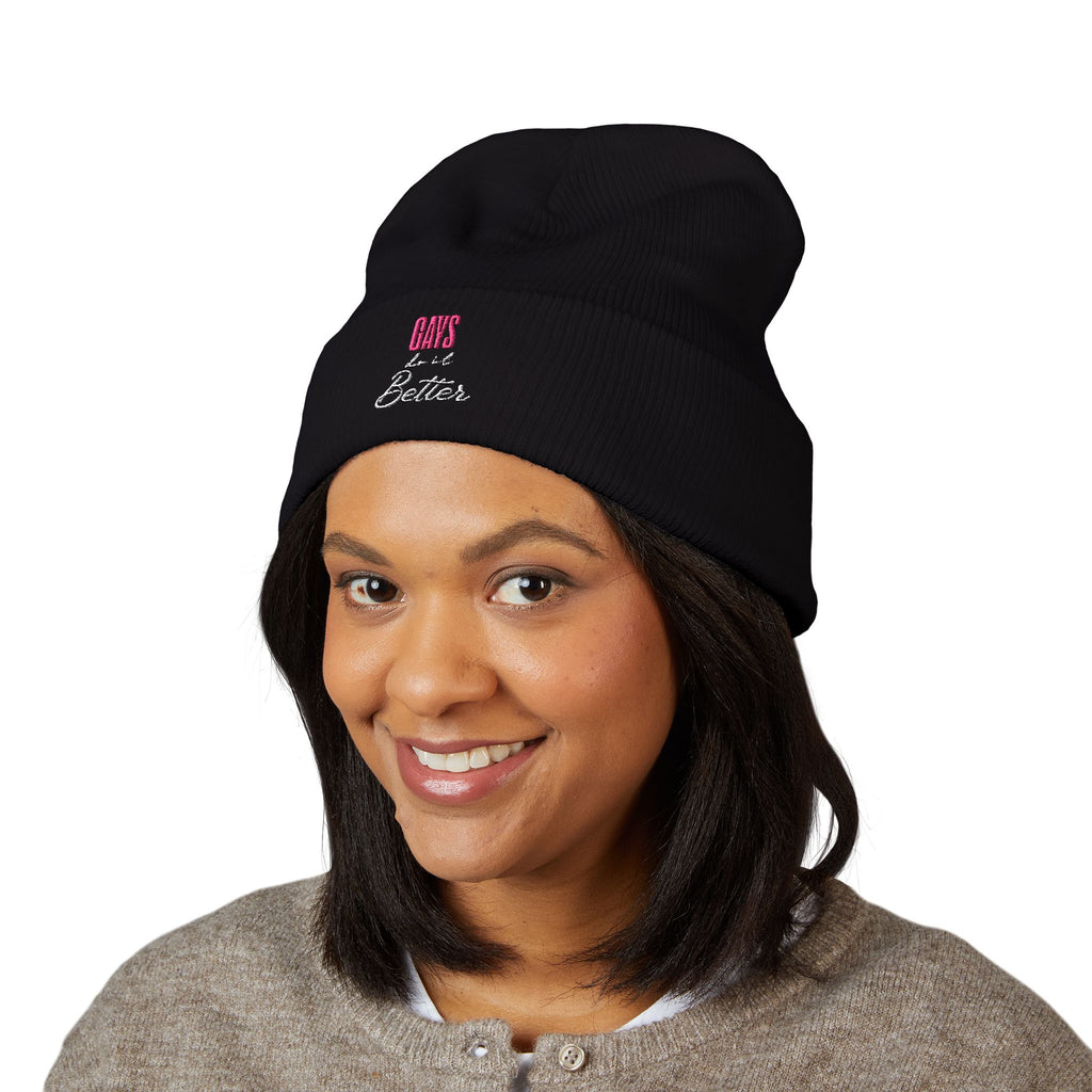 Gays Do It Better black embroidered beanie, view 3