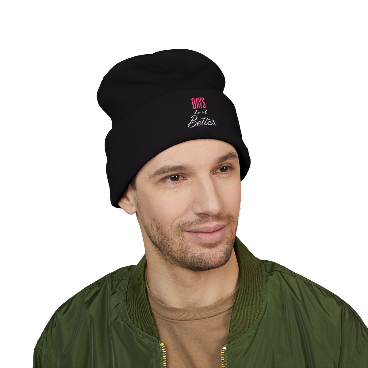 Gays Do It Better black embroidered beanie, view 5