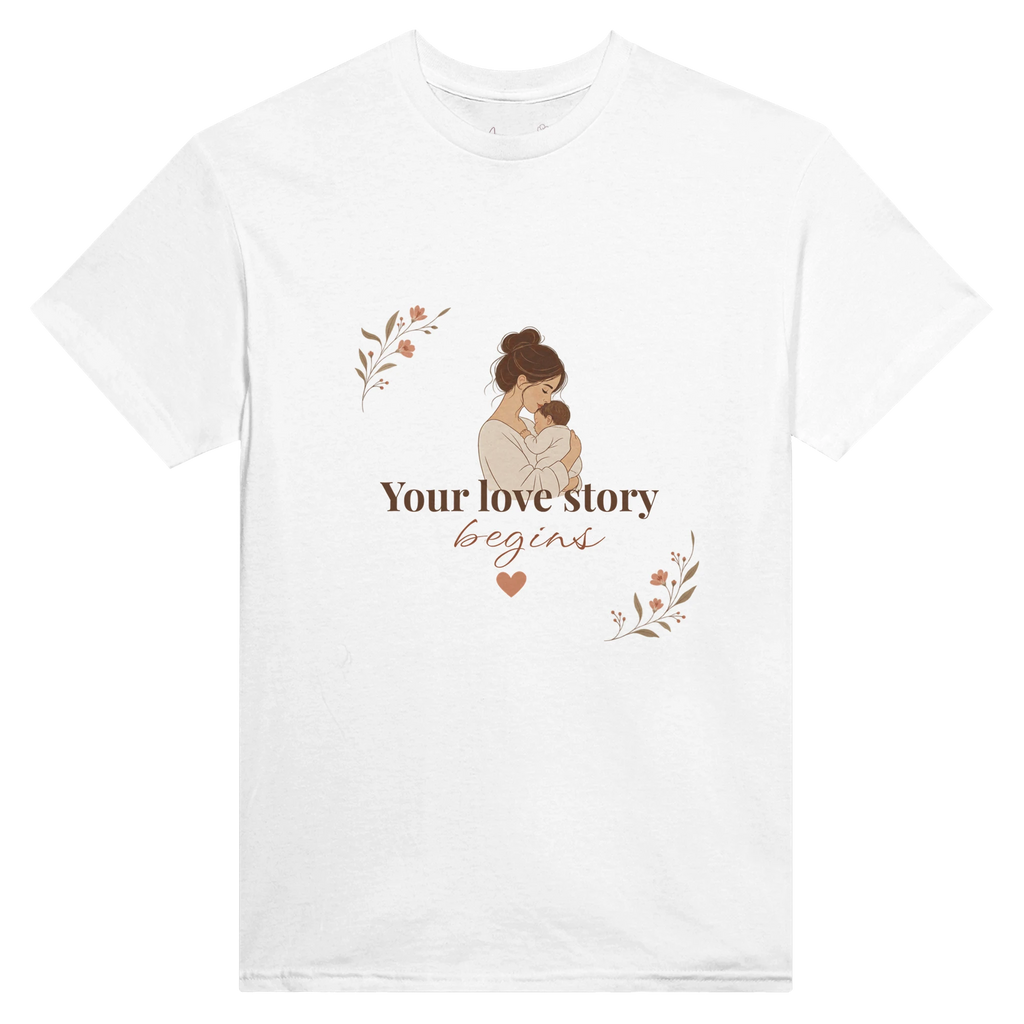 Your Love Story Begins first-time mom t-shirt, view 10