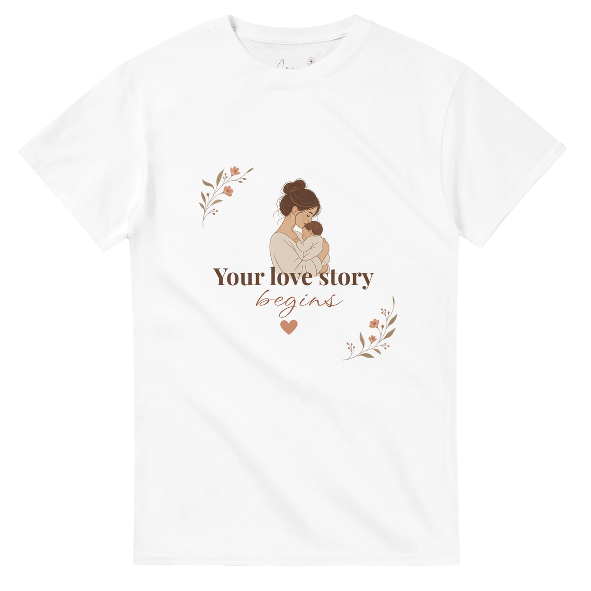 Your Love Story Begins first-time mom t-shirt, view 8