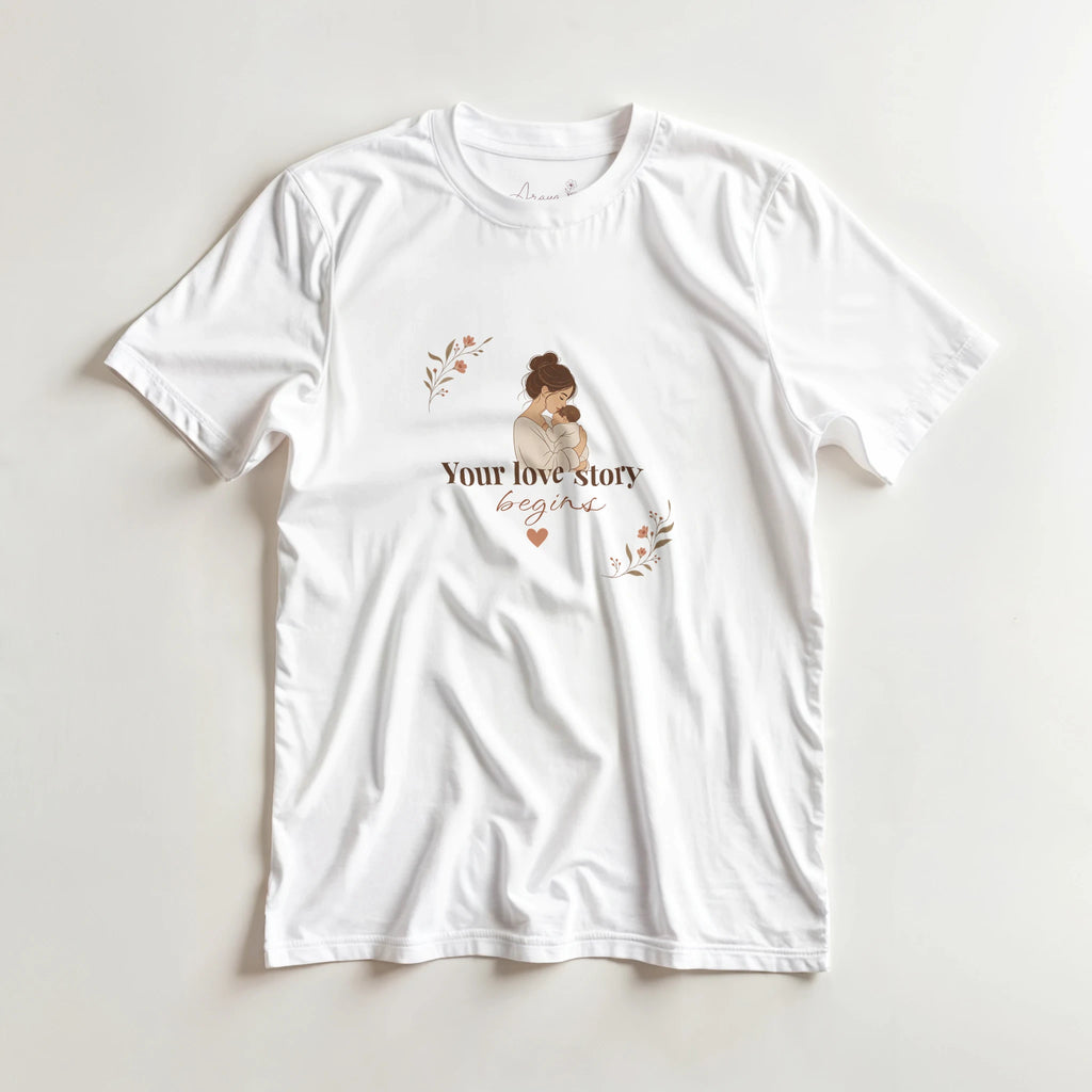Your Love Story Begins first-time mom t-shirt, view 11
